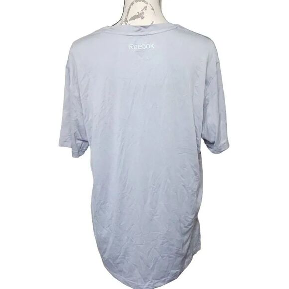 Reebok Men's Size Medium Gray Graphic Logo Dri-Fit Short Sleeve Athletic Shirt - Picture 2 of 7
